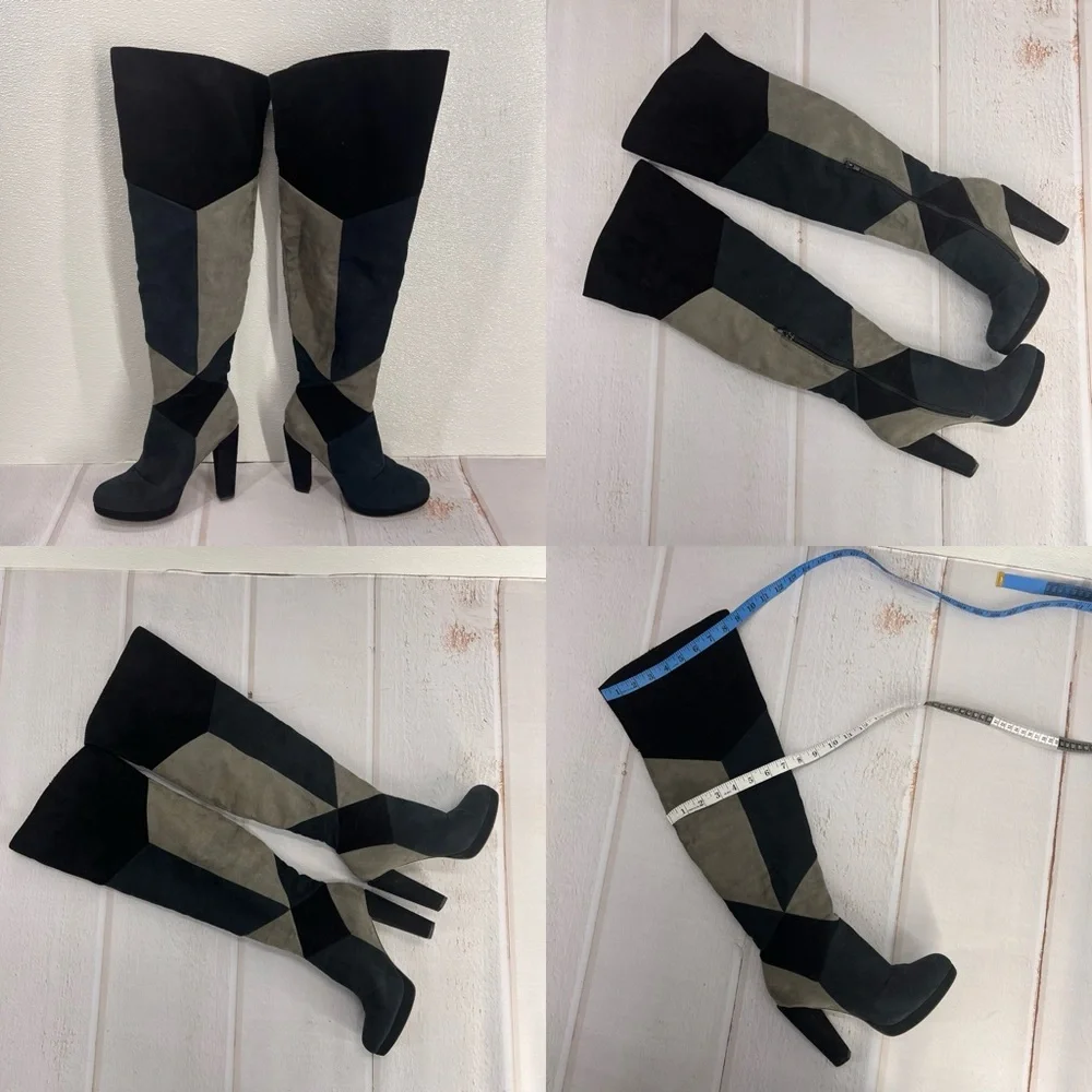 Madden Girl Deeon Knee High Block Heel Boots Women’s Size‎ 7 | Colorblock